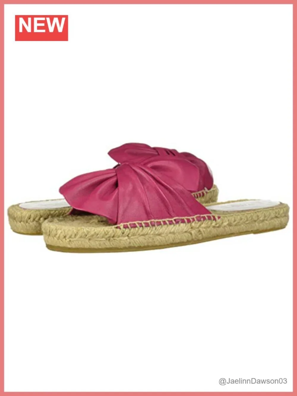 Espadrilles Bow Leather Twisted Flat Jute Sole Slip-On